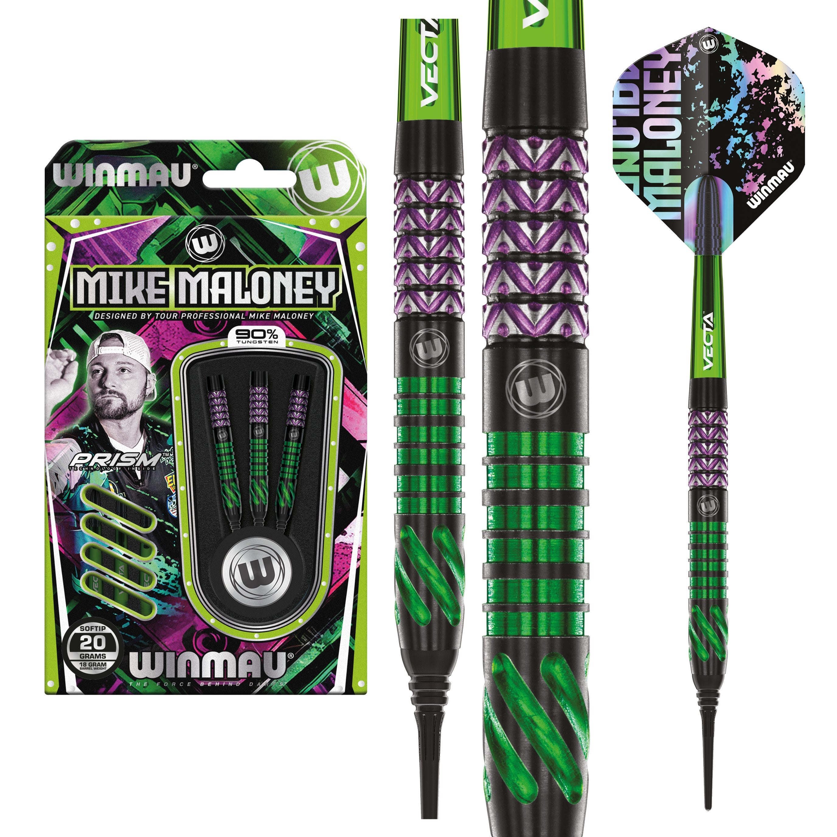 WINMAU Adv500multi Fléchettes Tungstène 22g - Set Pro Avec Ailettes Blade 6 Prism, Tiges Pro Force, Pointe Acier, Pour Joueurs Puissants Et Précis