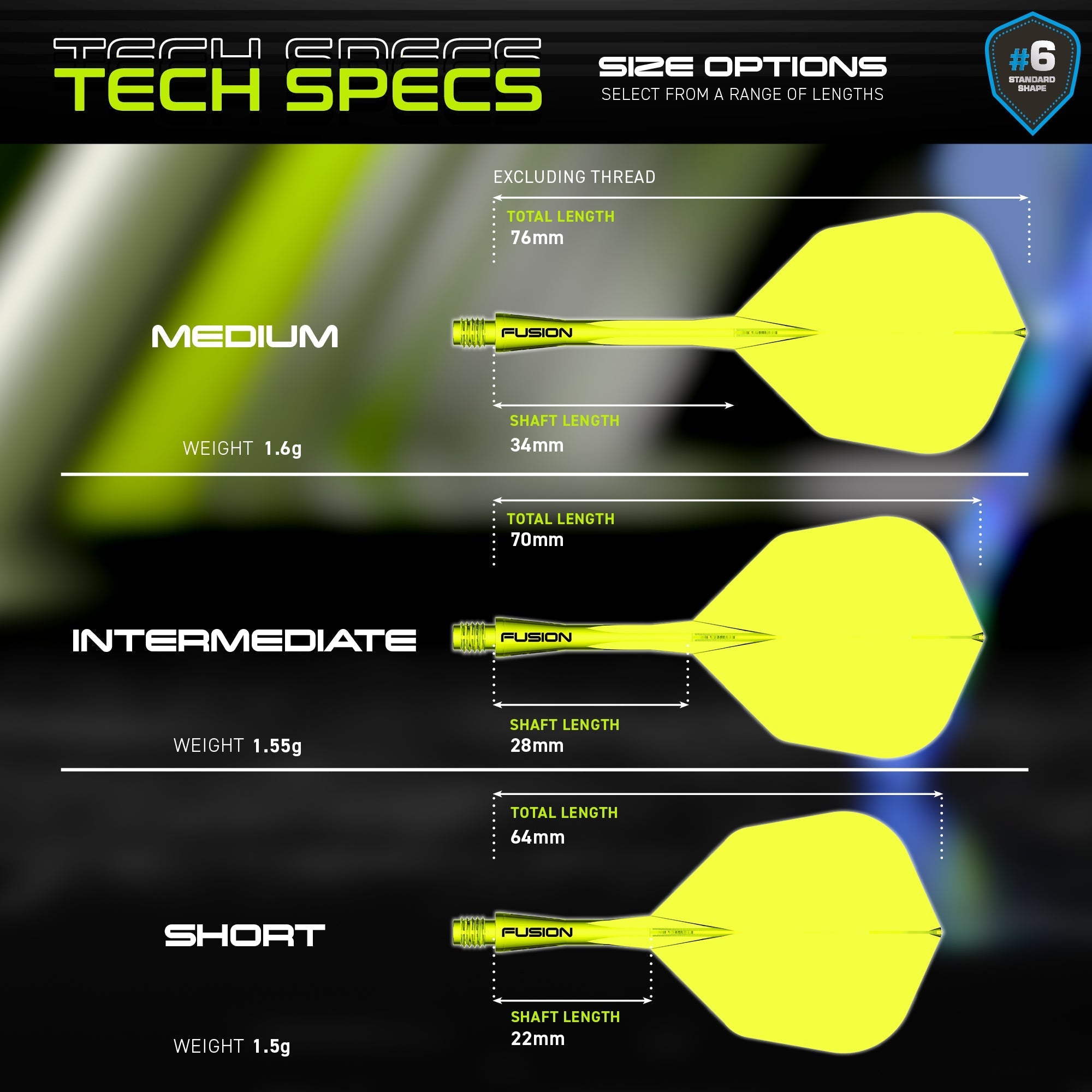 Fusion #6 Integrated Flight & Shaft Yellow
