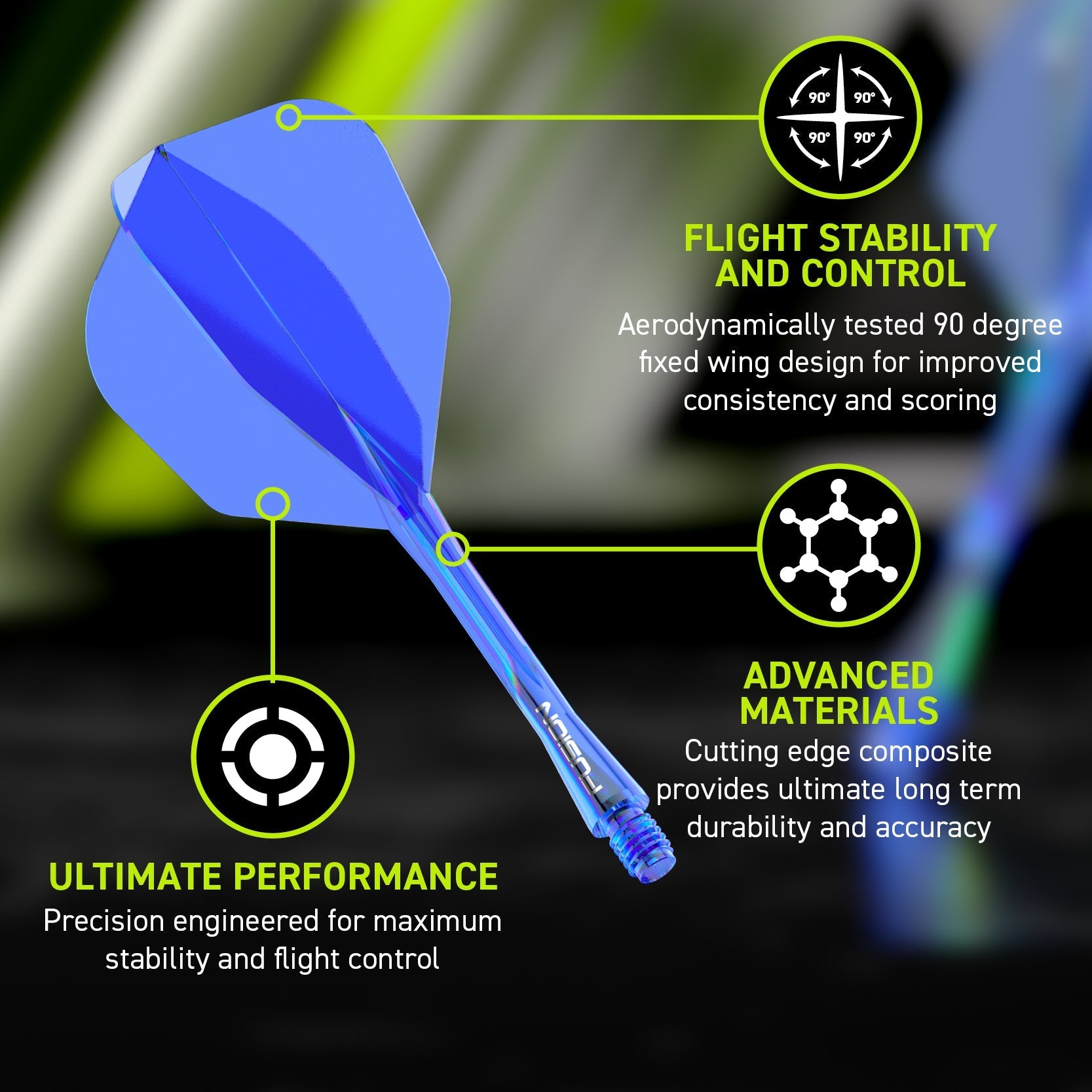 Fusion #6 Integrated Flight & Shaft Blue (Translucent)