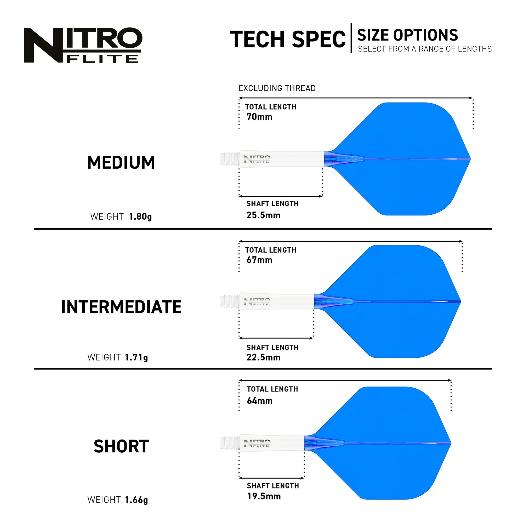 Nitro Flite - Integrated Flight and Shaft White & Blue