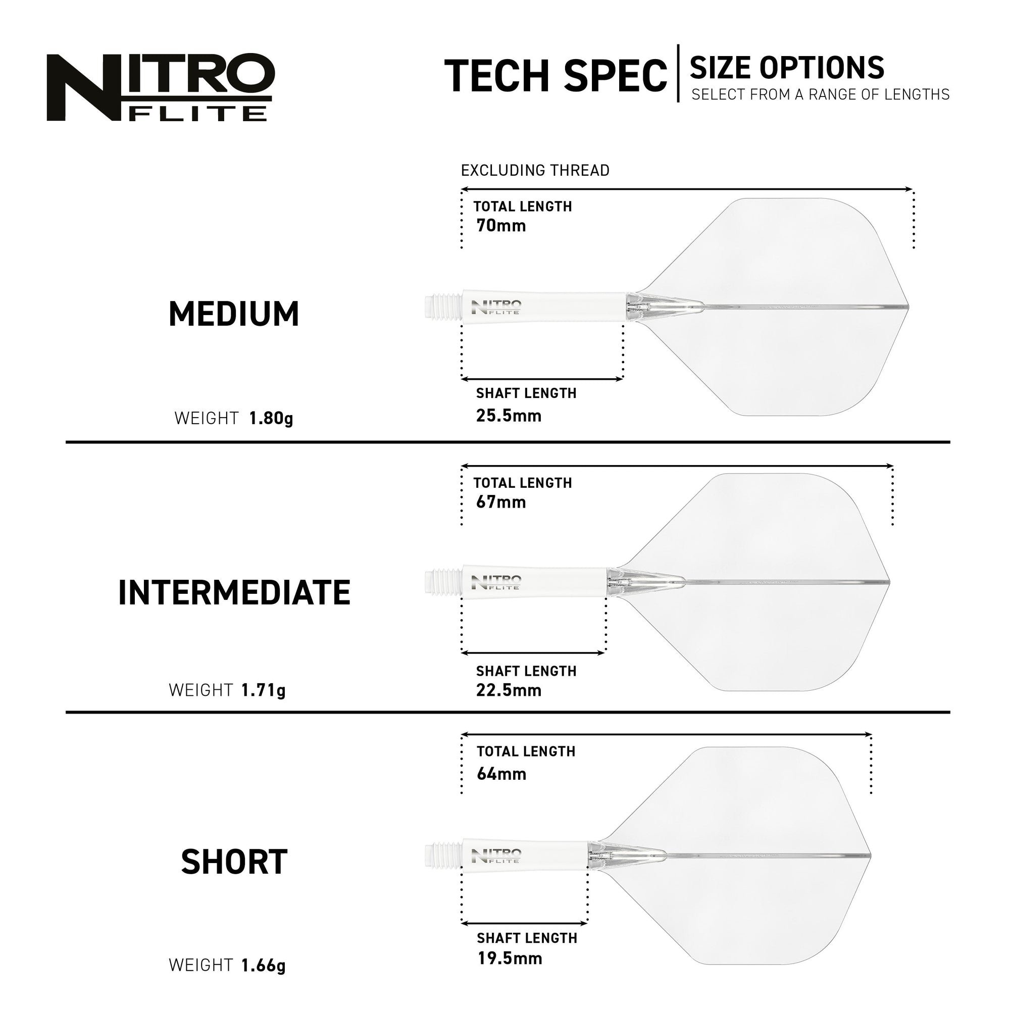Nitro Flite - Integrated Flight and Shaft White & Clear