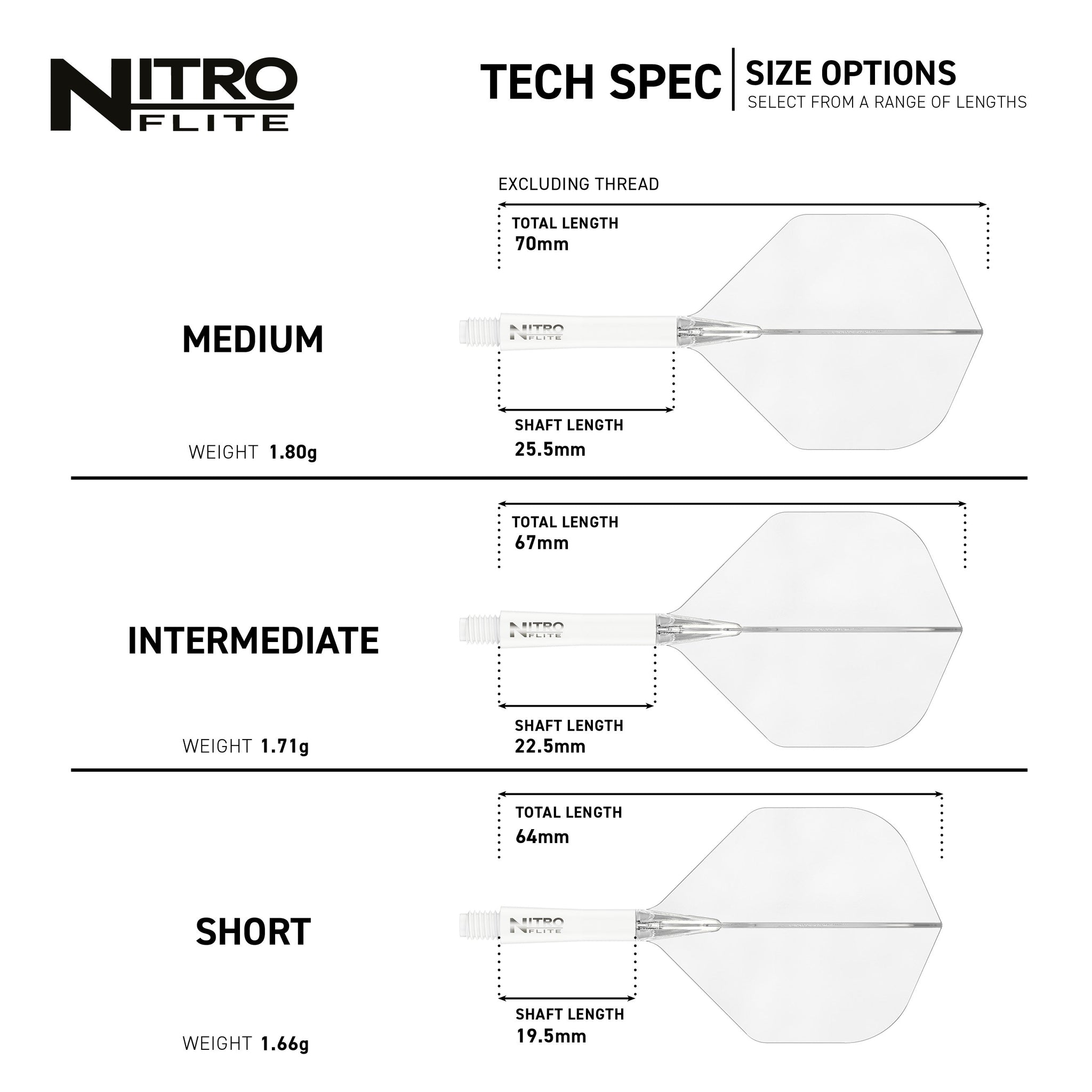 Nitro Flite - Integrated Flight and Shaft White & Clear