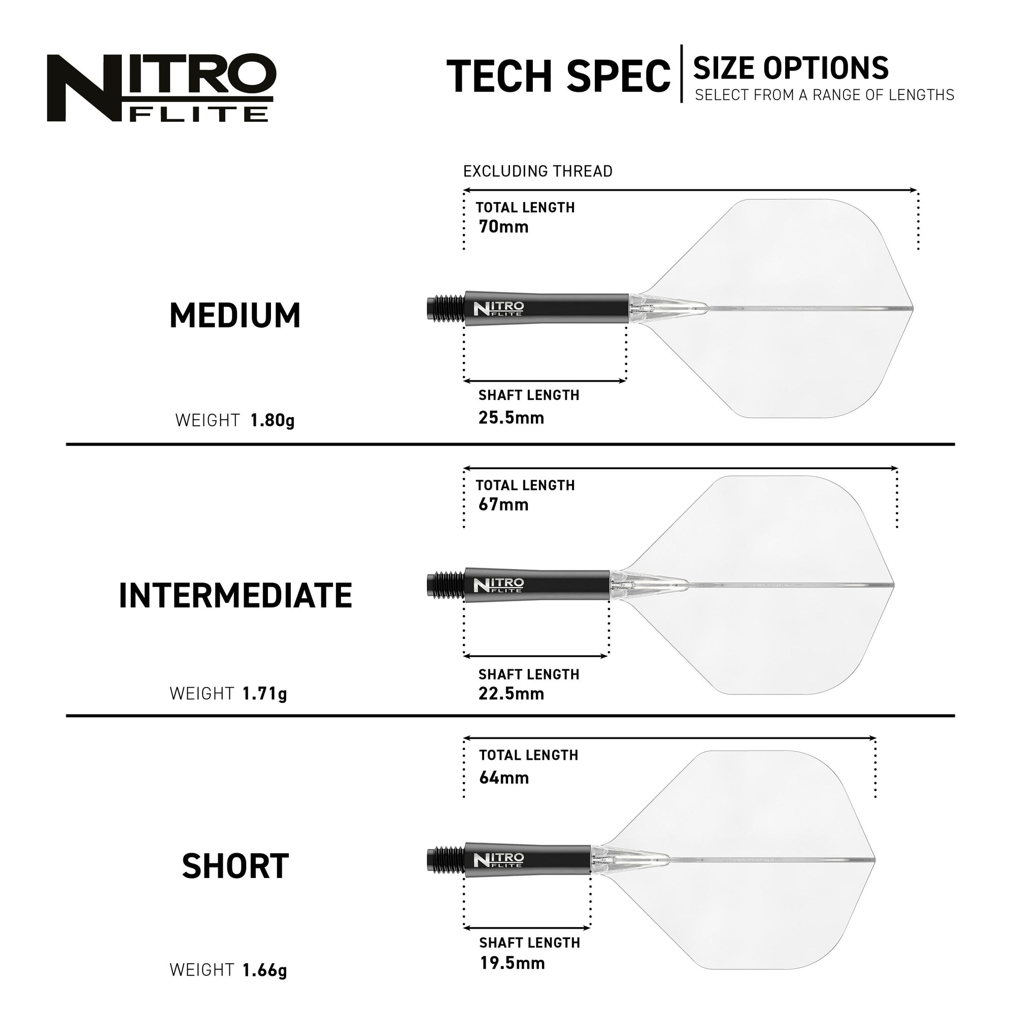 Nitro Flite - Integrated Flight and Shaft Black & Clear