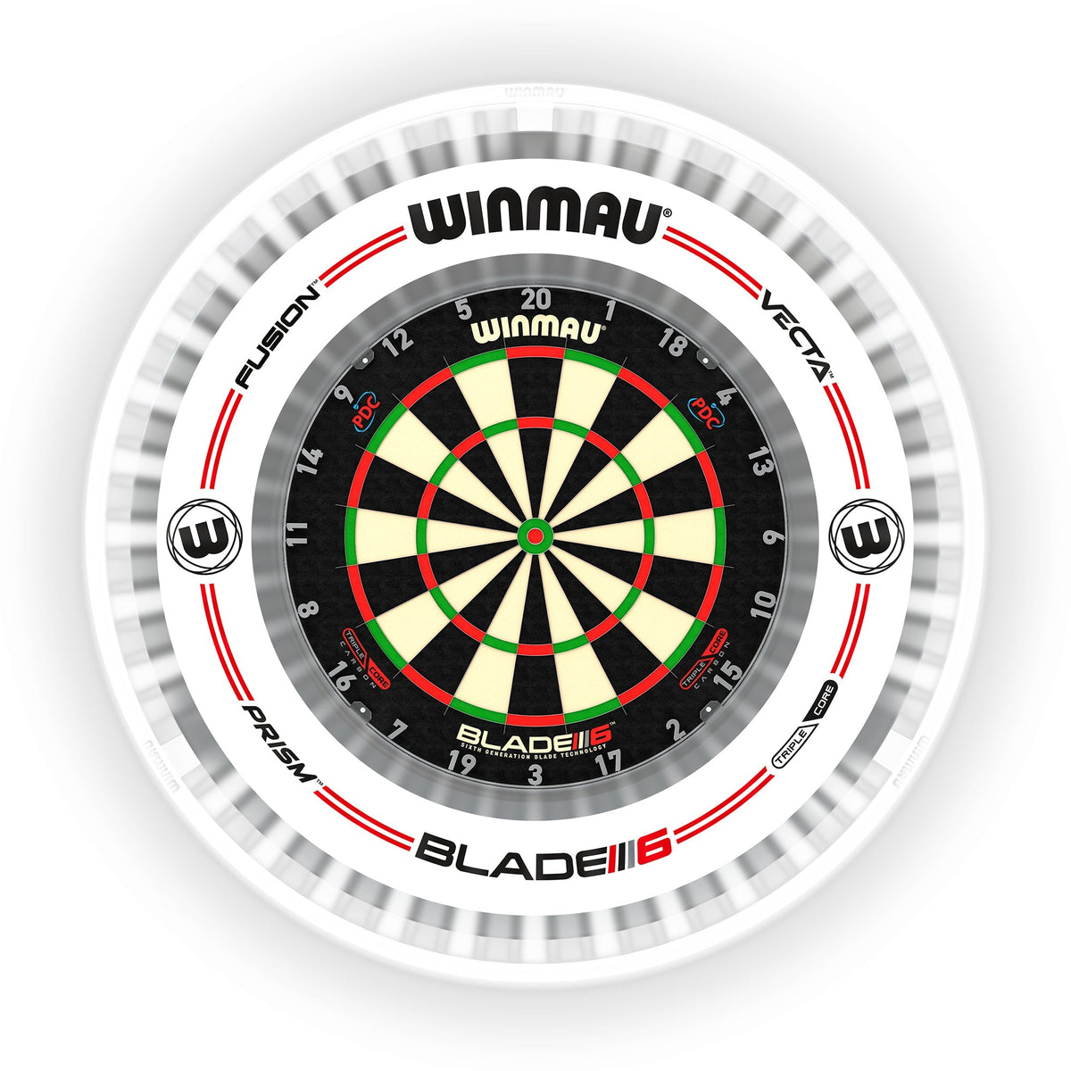 Plasma Ice Dartboard Light & Grey White Pro Line Surround Set