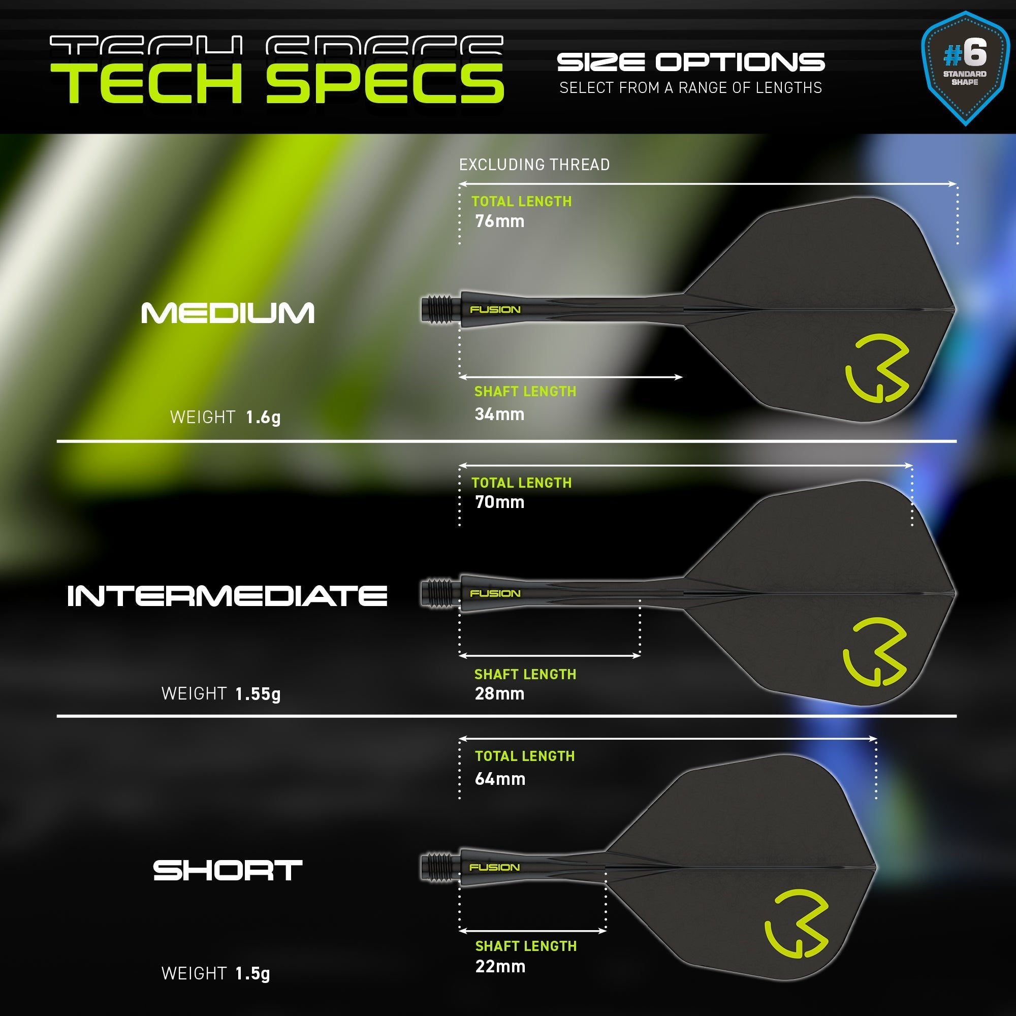 Fusion #6 Integrated Flight & Shaft MvG Design Black & Green