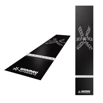 Autodarts branded black PVC darts mat, with integrated white oche