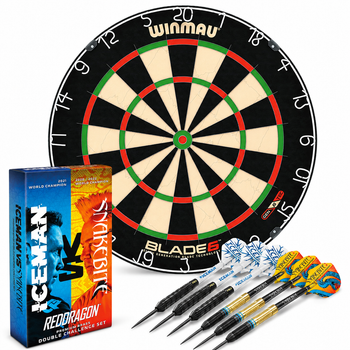 Winmau Blade 6 Dartboard & World Champion Brass Darts Bundle