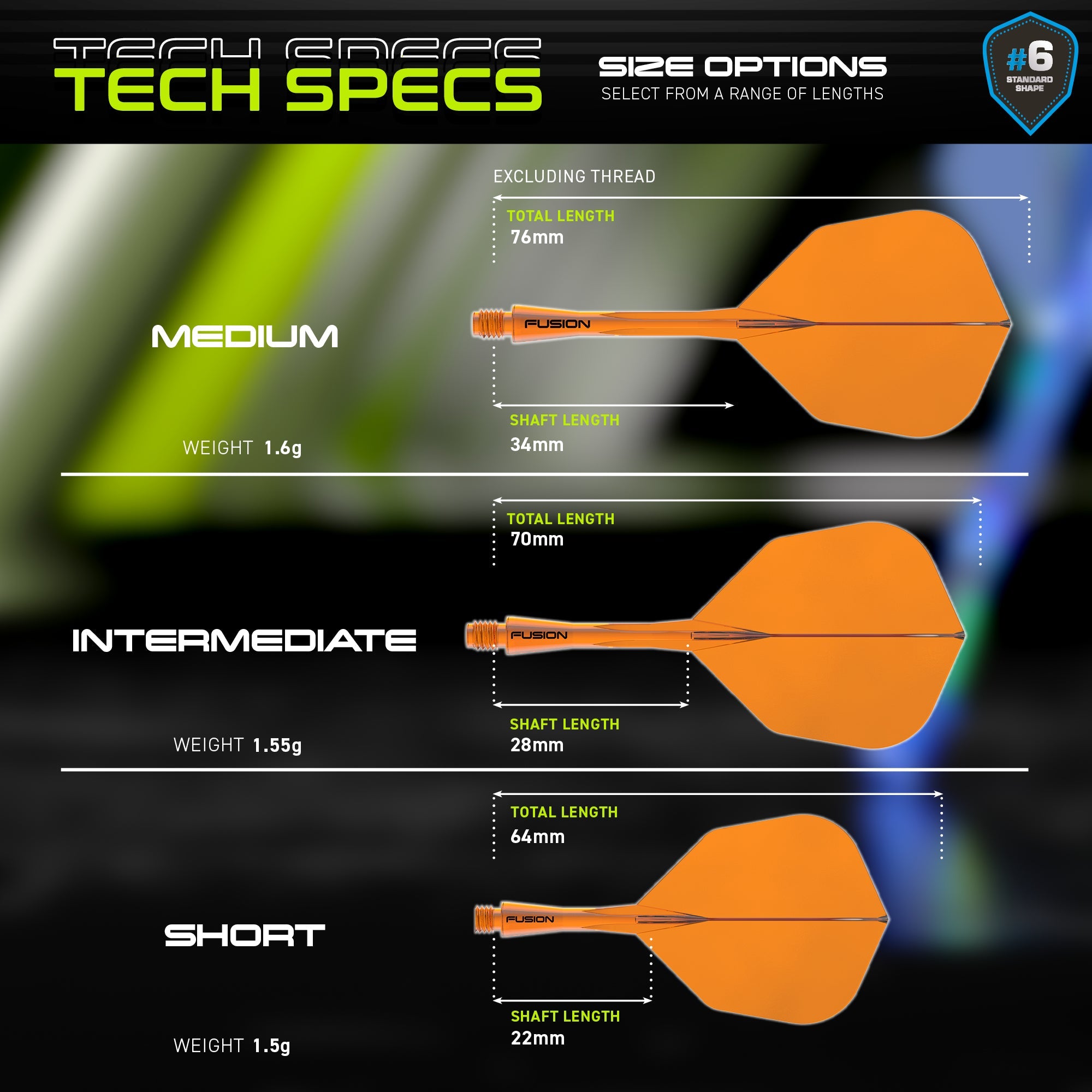 Fusion Integrated Flight & Shaft #6 Transparent Orange Short