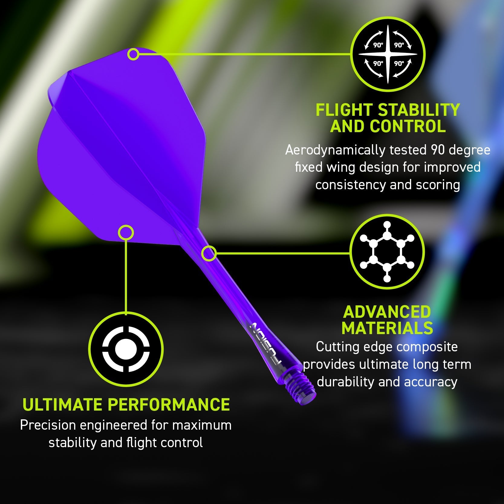 Fusion #6 Integrated Flight & Shaft Purple (Translucent)