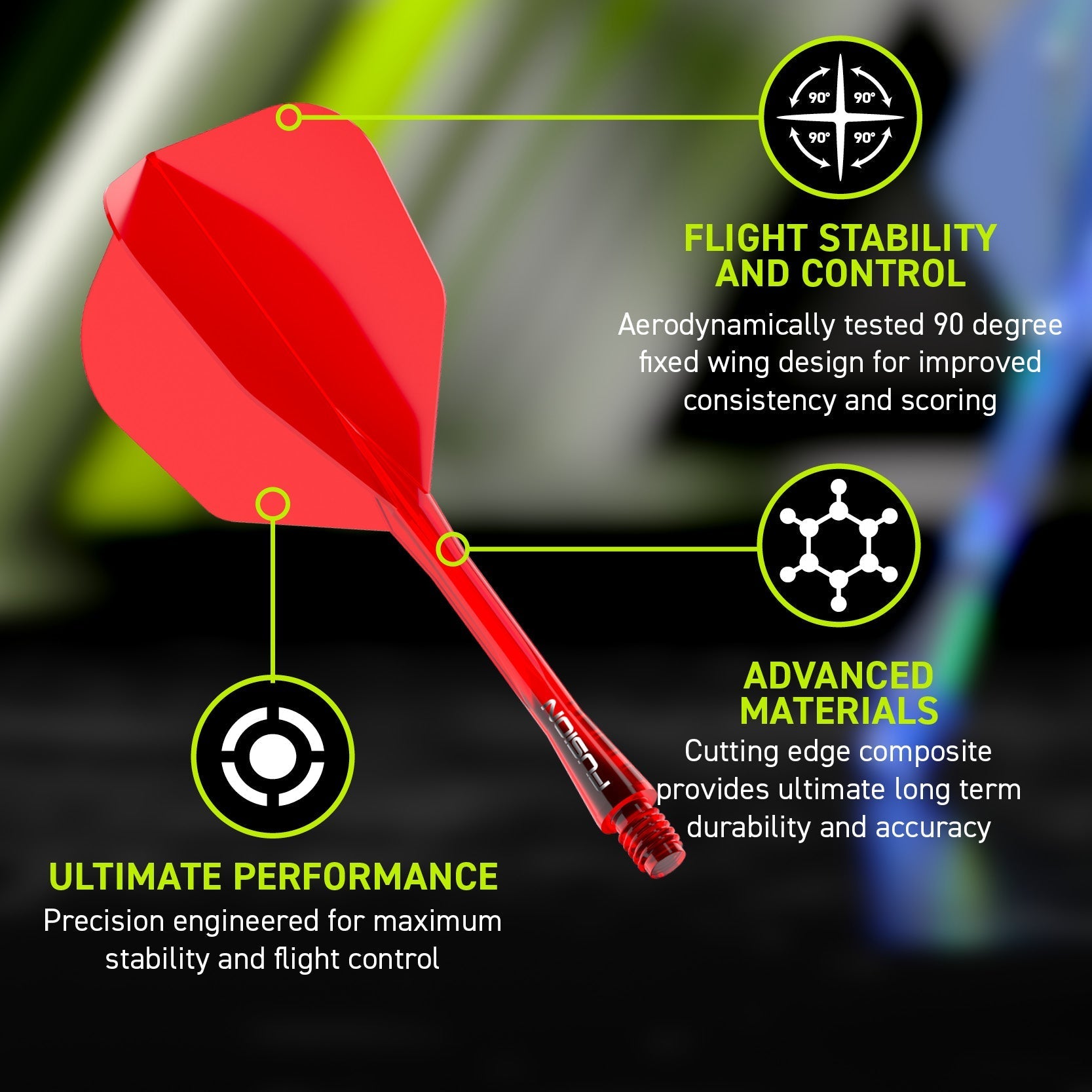Fusion #6 Integrated Flight & Shaft Red (Translucent)