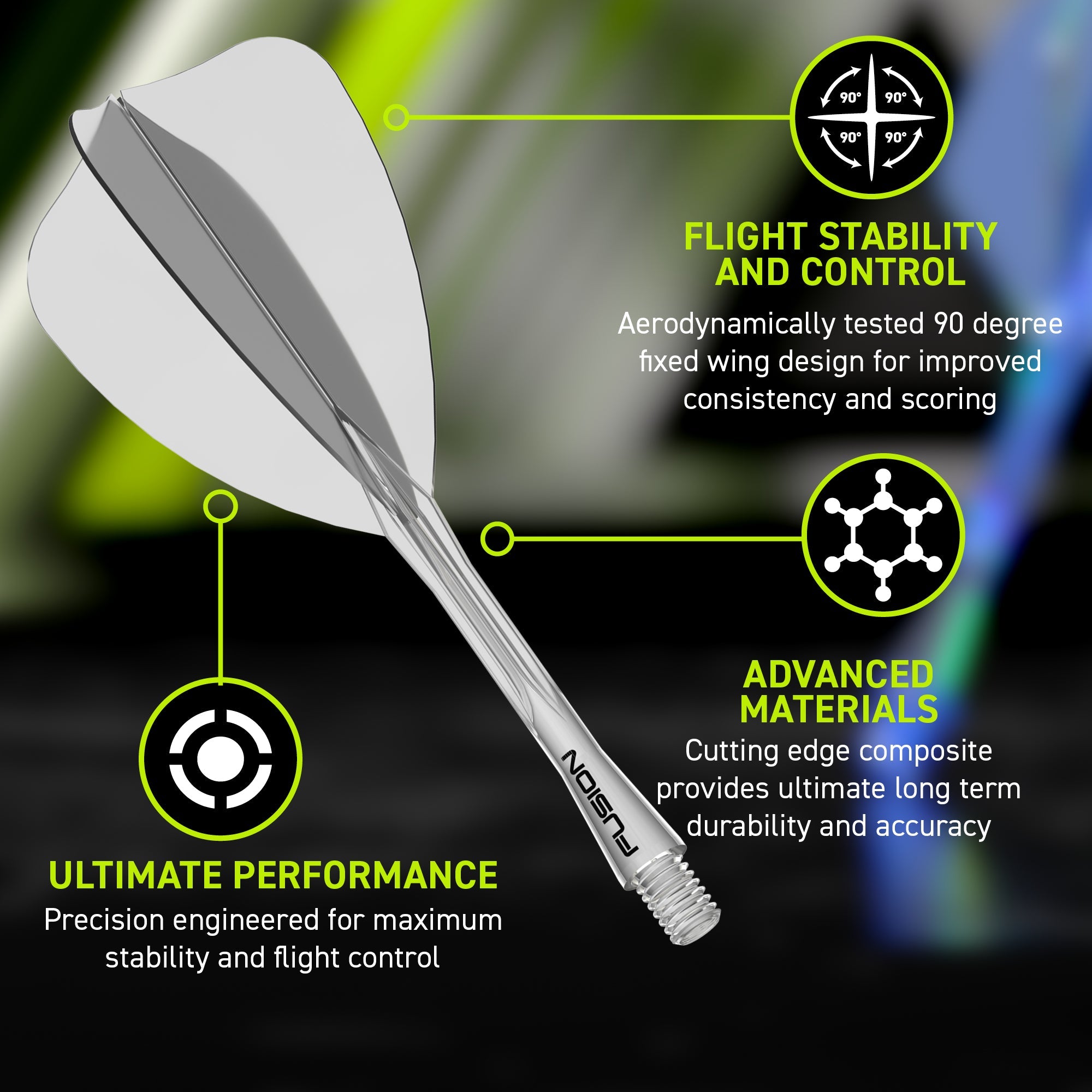 Fusion Arrow Integrated Flight & Shaft Transparent Clear Short