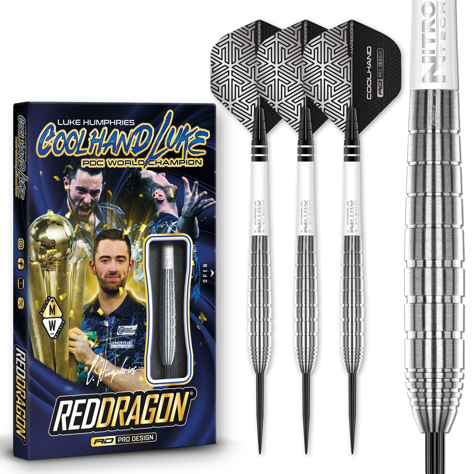 Winmau Barbarian INOX Fléchettes en acier 24 g avec ailettes et tiges Prism (tiges Winmau Barbarian INOX Fléchettes en acier 24 g avec ailettes et tiges Prism (tiges