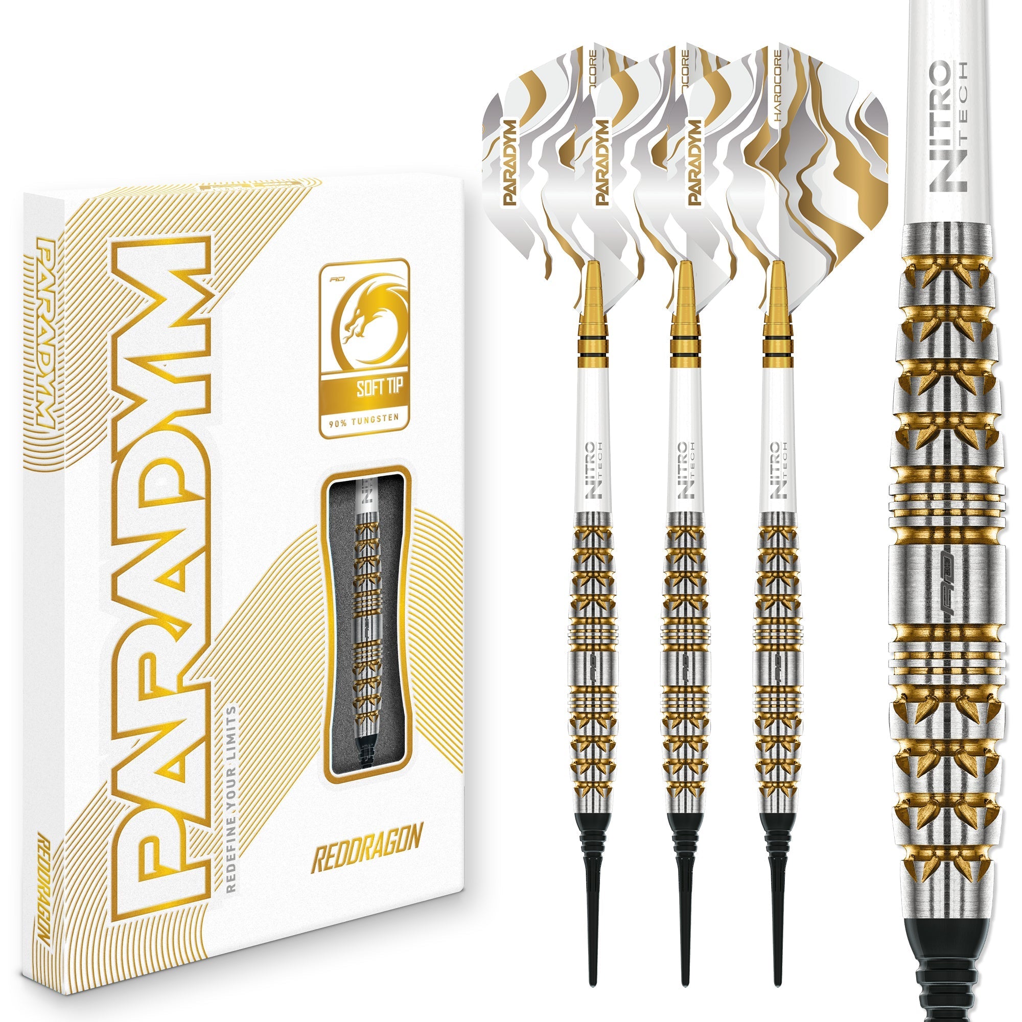 Red Dragon Paradym Softspitze Darts – Gold & Silber Torpedo
