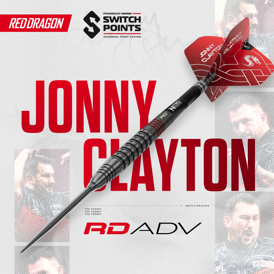 Fléchettes Jonny Clayton RD-ADV 90 % à pointe interchangeable