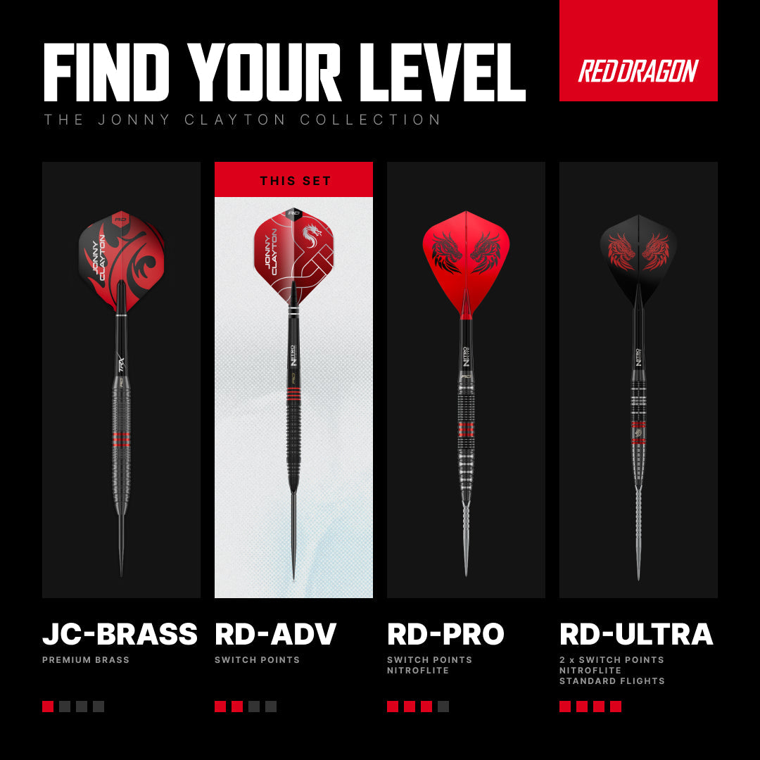 Fléchettes Jonny Clayton RD-ADV 90 % à pointe interchangeable