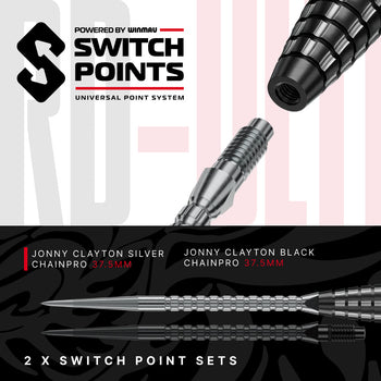 Fléchettes Jonny Clayton RD-ULTRA à pointe interchangeable, 90 %